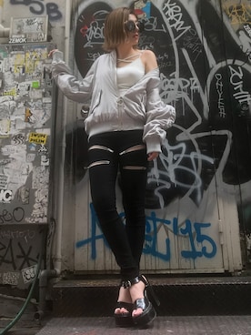 「ENVYM（アンビー）のアイテム（ブルゾン）」を使った、REINAさん（レディース・158cm）の春コーディネート