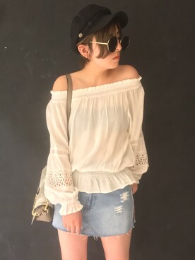 「アイテム（キャスケット）」を使った、REINAさん（レディース・158cm）の春コーディネート