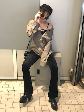 「アイテム（トップス、ブラウン系）」を使った、REINAさん（レディース・158cm）の夏コーディネート