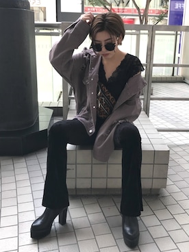 「アイテム（カバーオール）」を使った、REINAさん（レディース・158cm）の秋コーディネート