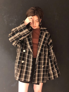 「コクーンコート」｜REINAさん（レディース・158cm）の秋コーディネート