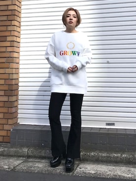 「スウェットワンピース」｜「アイテム（ローファー）」を使った、REINAさん（レディース・158cm）の秋コーディネート