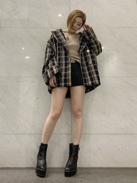 「ショーパン」｜「アイテム（その他アウター）」を使った、REINAさん（レディース・158cm）の秋コーディネート