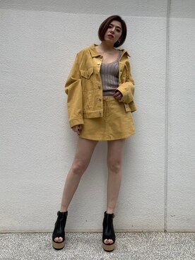 「ニットキャミソール」｜「アイテム（その他アウター）」を使った、REINAさん（レディース・158cm）の冬コーディネート
