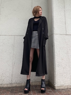 「ロングジャケット」｜「アイテム（ブーティ）」を使った、REINAさん（レディース・158cm）の春コーディネート