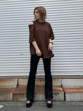 「アイテム（ブーティ）」を使った、REINAさん（レディース・158cm）の夏コーディネート