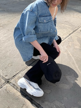 「厚底スニーカー」｜REINAさん（レディース・158cm）の冬コーディネート