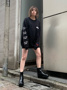 「スウェットワンピース」｜REINAさん（レディース・158cm）の春コーディネート