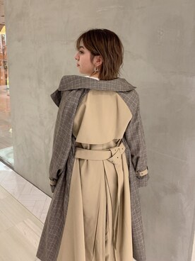 「アイテム（トレンチコート）」を使った、REINAさん（レディース・158cm）の春コーディネート