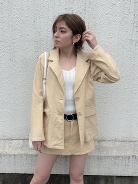 「アイテム（カバーオール）」を使った、REINAさん（レディース・158cm）の春コーディネート