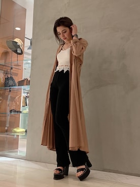 「ロングガウン」｜「アイテム（その他アウター）」を使った、REINAさん（レディース・158cm）の夏コーディネート