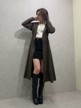 「ENVYM（アンビー）のＷベルトポンチＳＫ（スカート）」を使った、REINAさん（レディース・158cm）の秋コーディネート