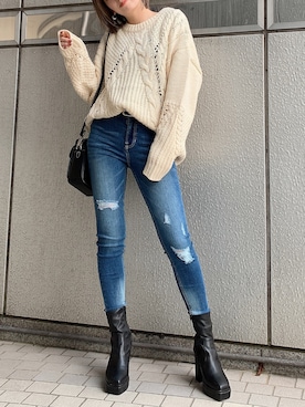 「ENVYM（アンビー）のアイテム（バッグ）」を使った、REINAさん（レディース・158cm）の秋コーディネート