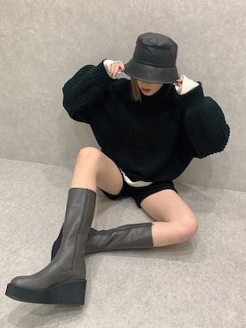 「ENVYM（アンビー）のアイテム（帽子）」を使った、REINAさん（レディース・158cm）の秋コーディネート