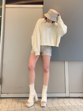 「ENVYM（アンビー）のアイテム（帽子）」を使った、REINAさん（レディース・158cm）の冬コーディネート