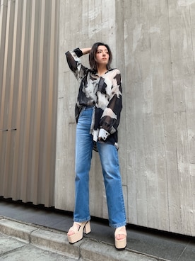 「ストレートデニム」｜REINAさん（レディース・158cm）の冬コーディネート