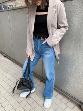 「ENVYM（アンビー）のアイテム（テーラードジャケット）」を使った、REINAさん（レディース・158cm）の春コーディネート