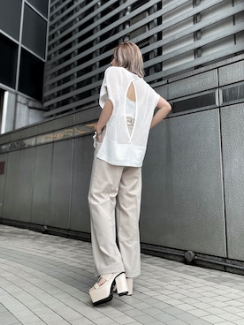 「透かし編みニット」｜REINAさん（レディース・158cm）の春コーディネート