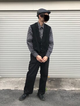 「無（ム）のアイテム（ハンチング/ベレー帽）」を使った、PONさん（メンズ・175cm）の秋コーディネート