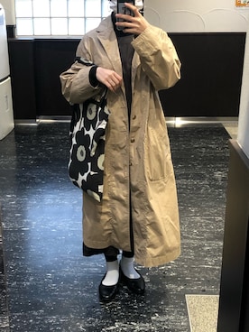 「無印良品」｜沙菜さん（レディース・154cm）の冬コーディネート