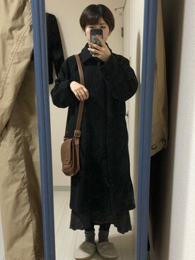 「kutir（クティール）のアイテム（ステンカラーコート）」を使った、沙菜さん（レディース・154cm）の冬コーディネート
