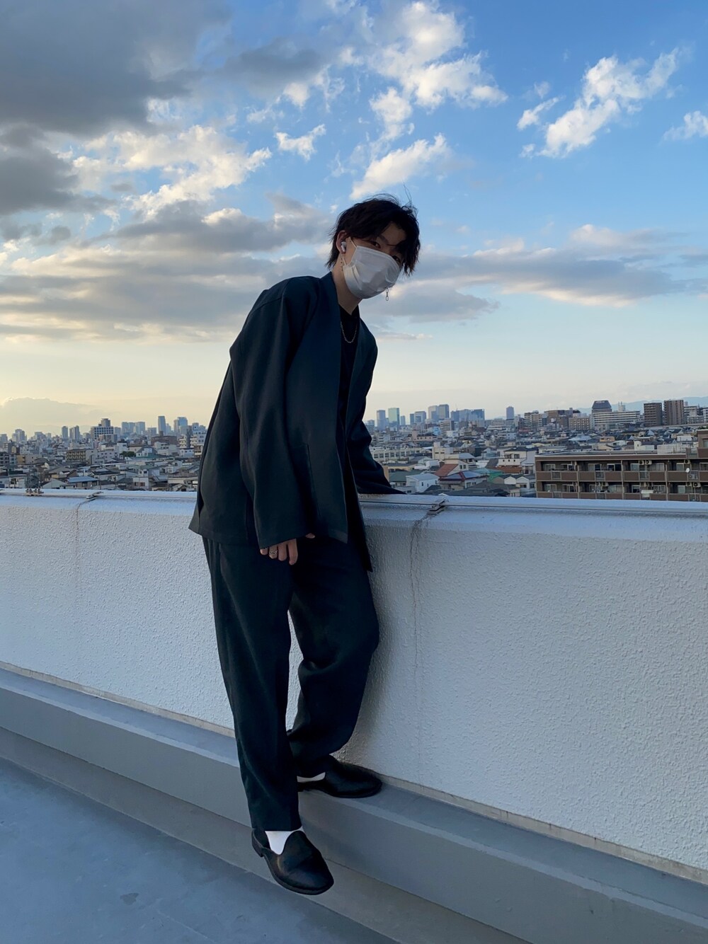 「秋のコーデ、シンプル、おしゃれさんと繋がりたい、セットアップ、ユニクロ、秋冬コーデ、秋服、ビッグシルエット、ootd、いいね、save、フォローお願いします🤑」｜「MONKEY TIMEの＜monkey time＞ PE/TWL LAPEL LESS JACKET/ジャケット（テーラードジャケット、グリーン系）」を使った、kanameさん（メンズ・170cm）の秋コーディネートの1枚目の写真