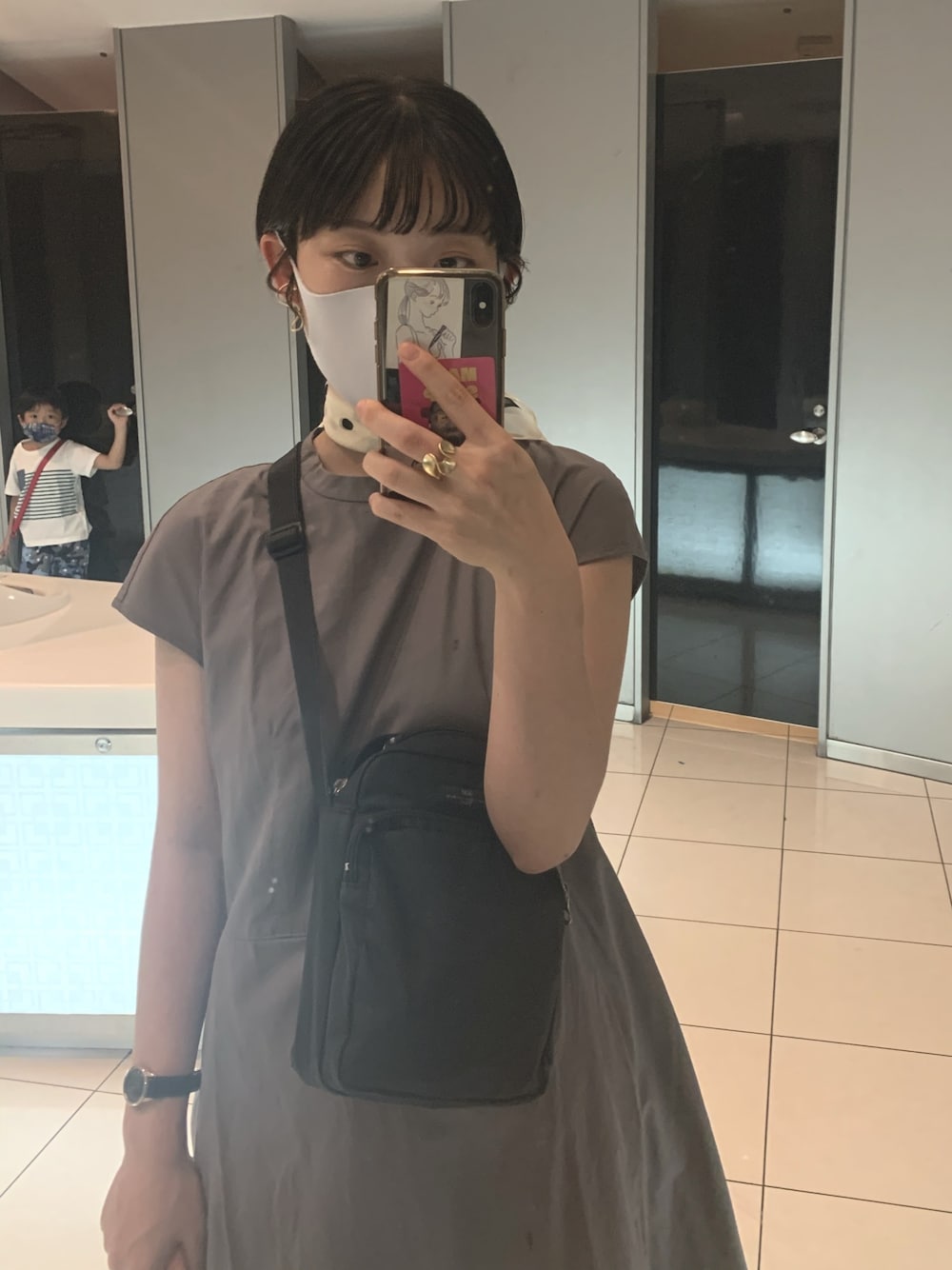 「無印良品のアイテム（ワンピース/ドレス、グレー系）」を使った、熊猫。さん（レディース・157cm）の秋コーディネートの1枚目の写真