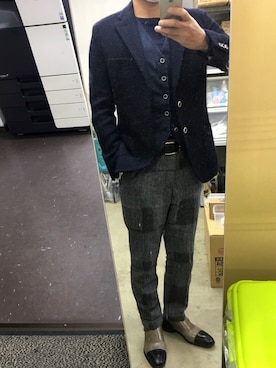 「BLACK LABEL CRESTBRIDGE（ブラックレーベル・クレストブリッジ）のアイテム（スラックス）」を使った、よっしーさん（メンズ・170cm）の秋コーディネート