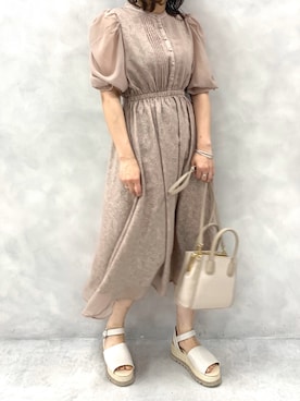 ワンピース ドレス ブラウン 茶色系 花柄 ボタニカル柄 コーディネート Zozotown