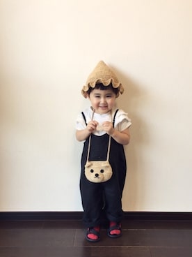 「サンダルに靴下」｜「アイテム（サロペット/オーバーオール）」を使った、yuu*さん（キッズ・80cm）の春コーディネート