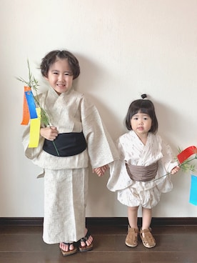 「no brand（ノーブランド）のアイテム（浴衣）」を使った、yuu*さん（キッズ・110cm）の夏コーディネート