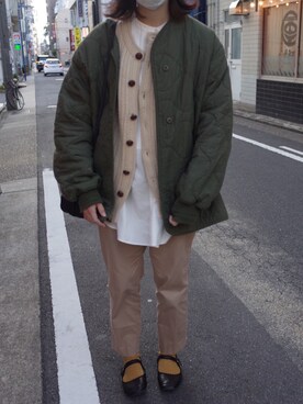 「古着好きな人と繋がりたい」｜「アイテム（バレエシューズ）」を使った、りなさん（レディース・163cm）の秋コーディネート