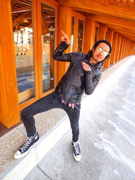 「コンバース ハイカット」｜「アイテム（ニットキャップ/ビーニー）」を使った、いなしょうさん（メンズ・174cm）の春コーディネート