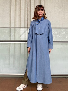 「アイテム（財布/小物、ブルー系）」を使った、新谷さん（レディース・157cm）の夏コーディネート