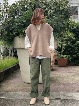 「SHIPS（シップス）のラウンドヒールブーツ◇（ブーツ）」を使った、新谷さん（レディース・157cm）の秋コーディネート