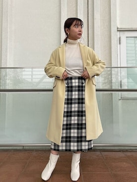 「SHIPS for women」｜「アイテム（チェスターコート）」を使った、新谷さん（レディース・157cm）の秋コーディネート