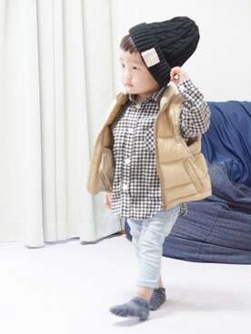 「無印良品（ムジルシリョウヒン）のアイテム（ジャケット/アウター）」を使った、kpさん（キッズ・80cm）の春コーディネート