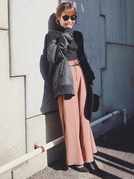 「Rewde（ルゥデ）のアイテム（パンツ）」を使った、𝕞𝕚𝕪𝕒𝕓𝕚さん（レディース・152cm）の冬コーディネート