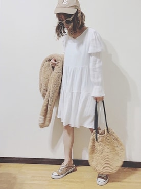 「Handmade（ハンドメイド）のアイテム（ジャケット/アウター）」を使った、𝕞𝕚𝕪𝕒𝕓𝕚さん（レディース・152cm）の春コーディネート