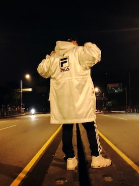 「FILA（フィラ）のアイテム（チェスターコート）」を使った、李承修さん（メンズ・165cm）の冬コーディネート