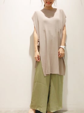 「earth music&ecology（アースミュージックアンドエコロジー）のアイテム（ベスト）」を使った、ヨシカワさん（レディース・150cm）の秋コーディネート