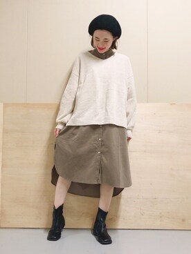 「earth music&ecology（アースミュージックアンドエコロジー）のコーデュロイワンピース ＊（ワンピース）」を使った、ヨシカワさん（レディース・150cm）の秋コーディネート