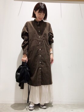 「earth music&ecology（アースミュージックアンドエコロジー）のコーデュロイワンピース ＊（ワンピース）」を使った、ヨシカワさん（レディース・150cm）の冬コーディネート