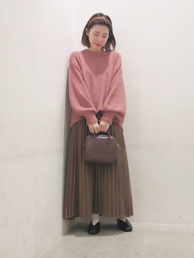 「earth music&ecology（アースミュージックアンドエコロジー）のアイテム（トートバッグ）」を使った、ヨシカワさん（レディース・150cm）の冬コーディネート