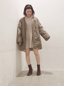 「アイテム（ブルゾン）」を使った、ヨシカワさん（レディース・150cm・30代）の冬コーディネート