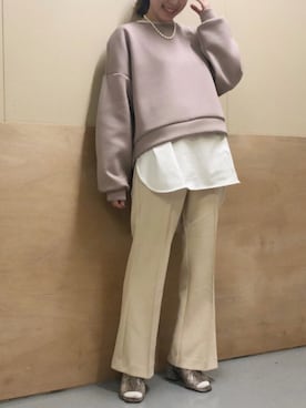 「earth music&ecology（アースミュージックアンドエコロジー）のアイテム（スウェット）」を使った、ヨシカワさん（レディース・150cm）の夏コーディネート