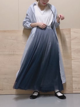 「ブルーコーデ」｜「アイテム（シャツワンピース）」を使った、ヨシカワさん（レディース・150cm）の夏コーディネート