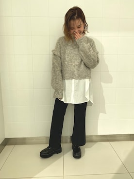 「H&M（エイチ・アンド・エム）のアイテム（ブーツ）」を使った、rihoさん（レディース・153cm）の冬コーディネート