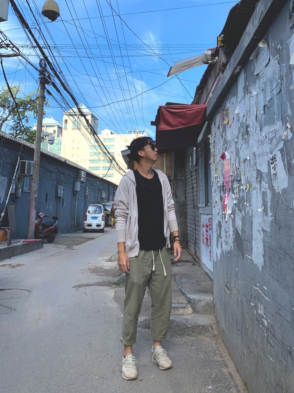 「街头搭配、休闲」｜「MUJI Laboのアイテム（ジャケット/アウター、ベージュ系）」を使った、-Levineさん（メンズ・173cm）の秋コーディネートの1枚目の写真