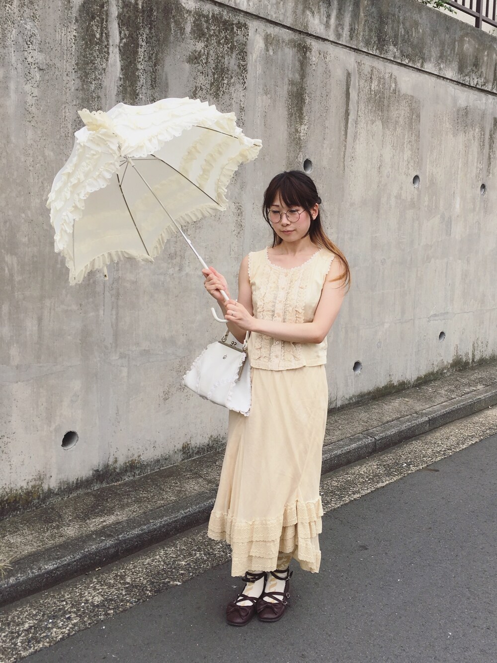 ジェーンマープル　ベージュ ティアードスカート Jane Marpleのスカート（ベージュ系）を使った人気ファッション
